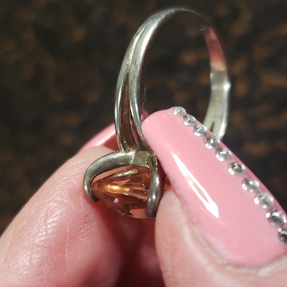 Genuine Morganite and Sterling Silver ring stamped